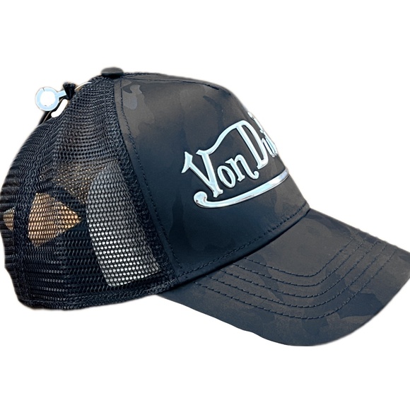 Von Dutch Black Camo Trucker Hat with metallic logo l• Limited Feel - Picture 4 of 7